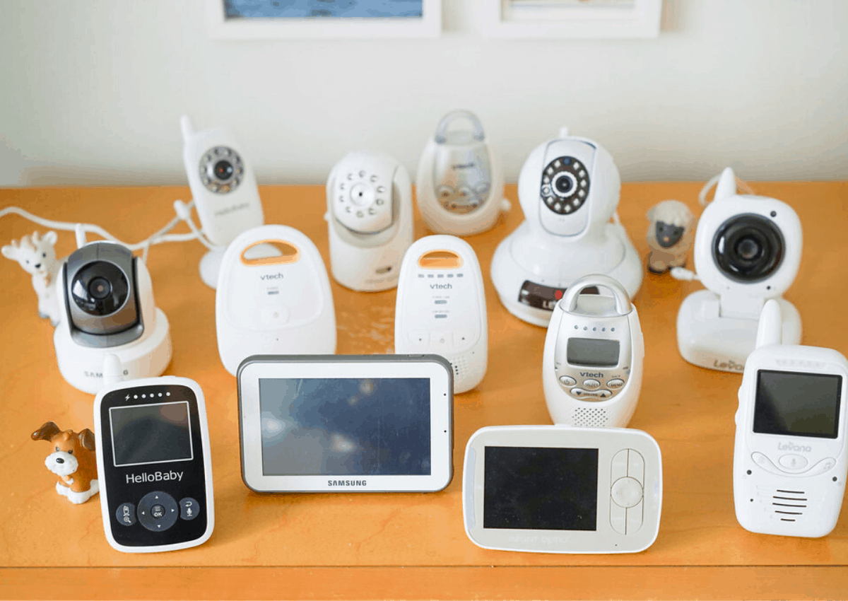 baby monitors on a wooden table