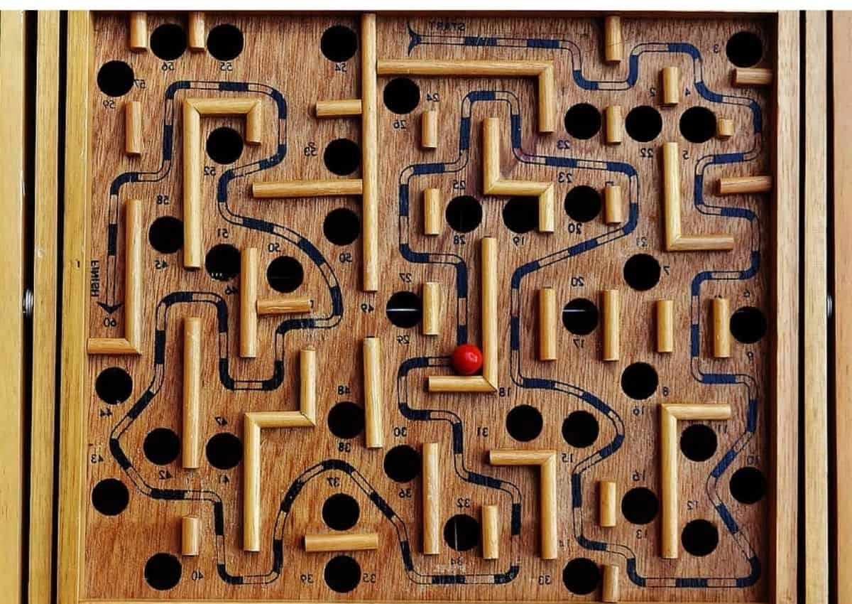 Wooden marble maze toy