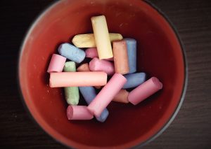 chalks in a bowl